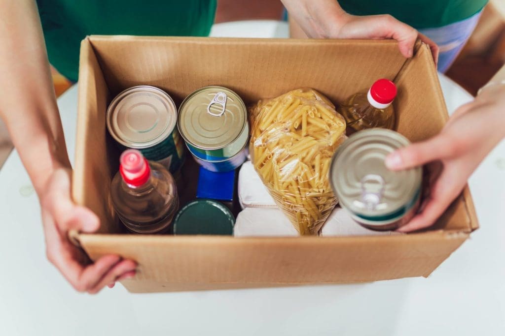 Box of food from a food pantry