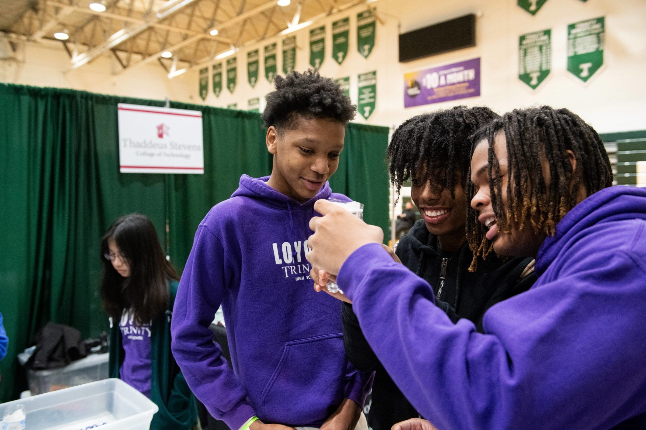 Students leaning from a Thaddeus Stevens College-sponsored STEM event as part of the College’s K-16 program