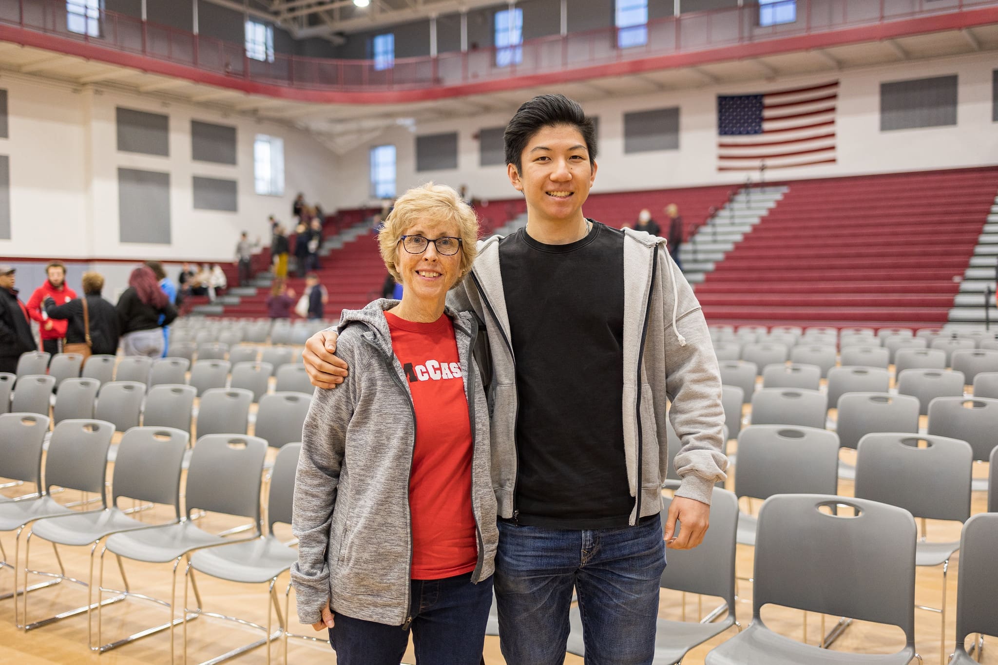 A mom with her son at an Open House.