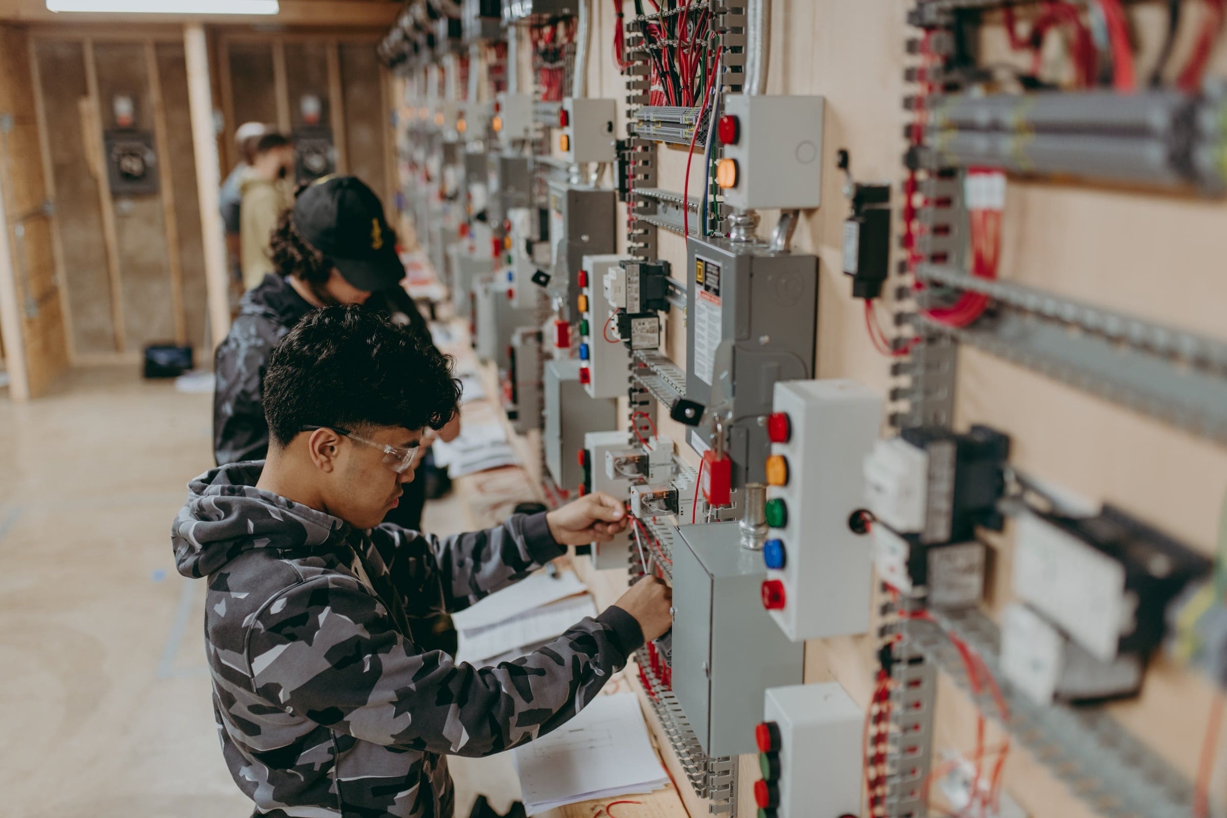 Students practicing their wiring