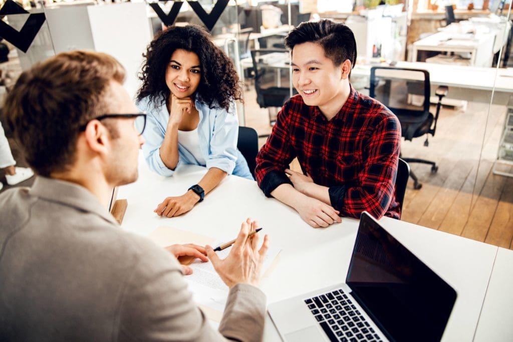 students practicing for an interview