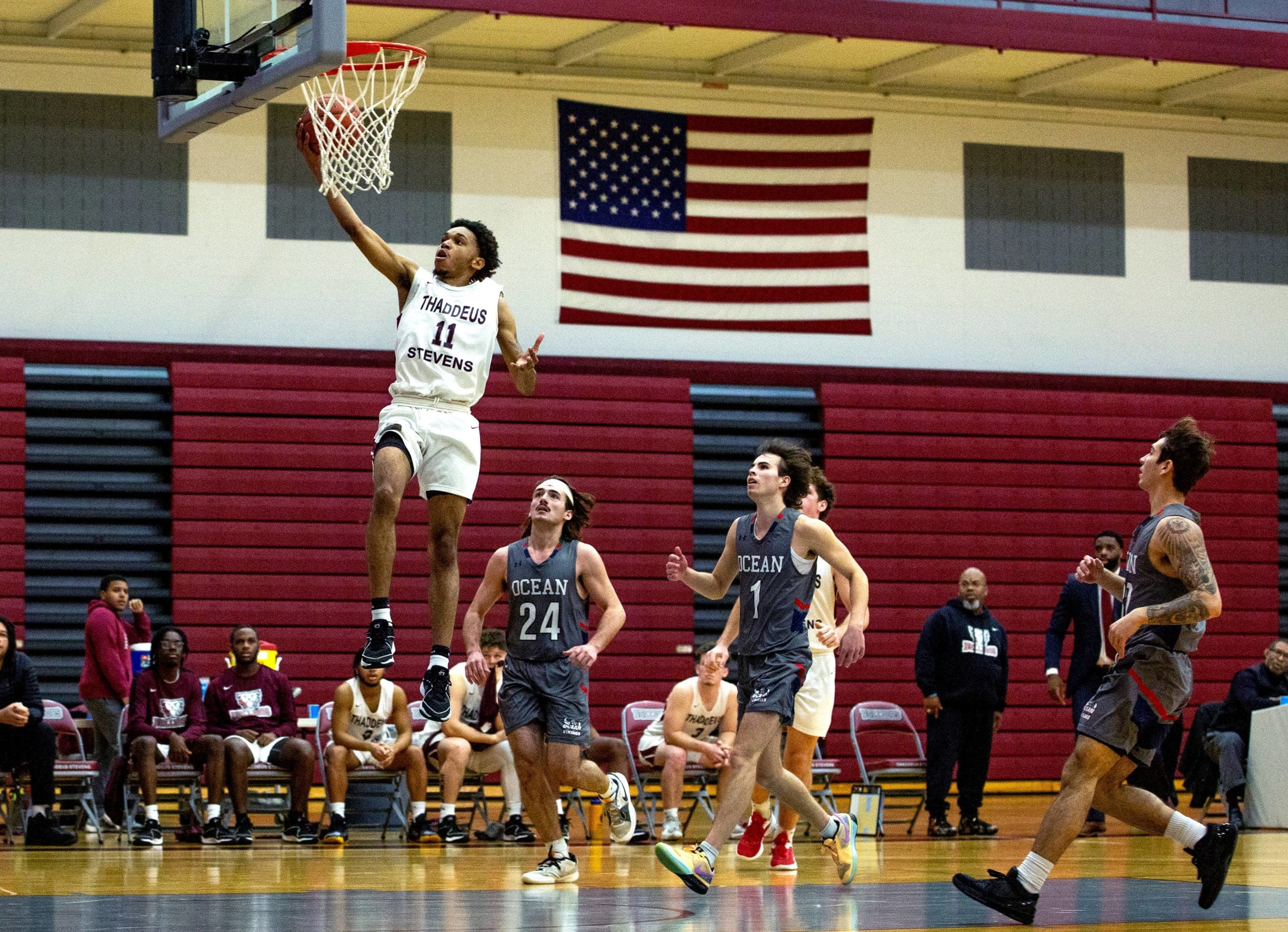 Thaddeus Stevens Basketball Players in a game