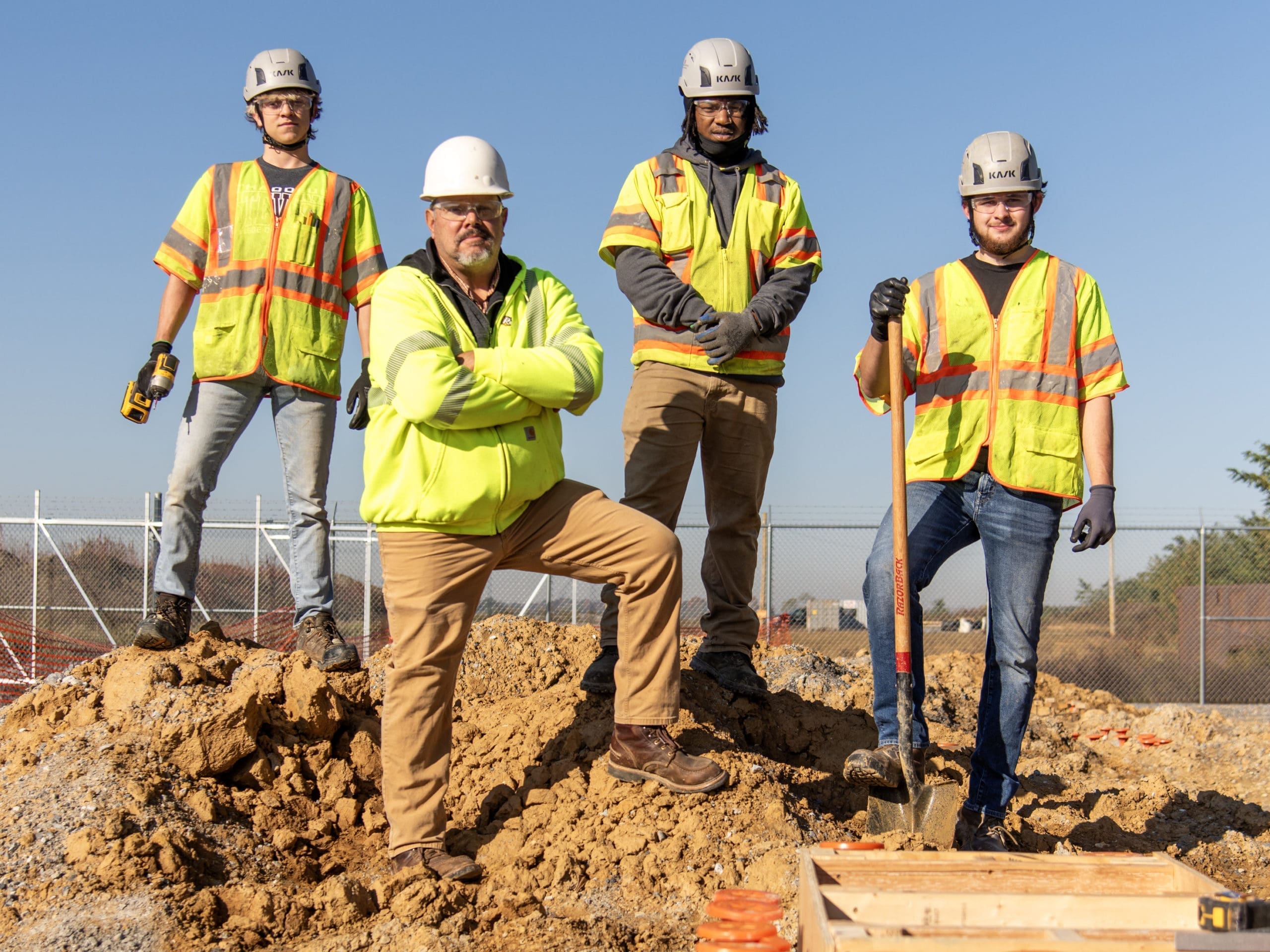 Civil engineering students at a site