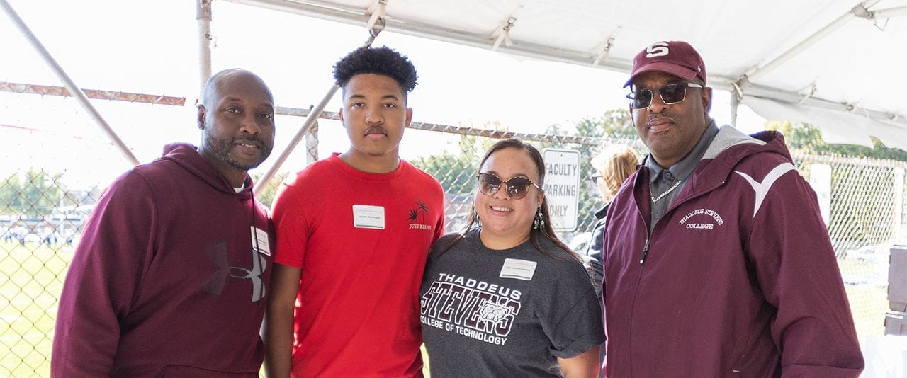 Multiple alumni wearing Thaddeus Stevens gear at the President’s Alumni Tailgate in 2022