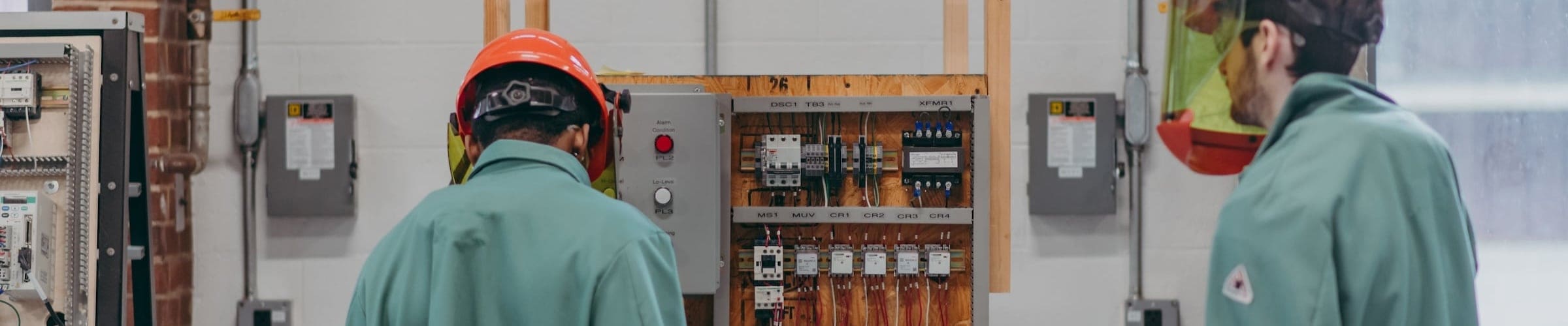 Students working in the lab of the Electrical Technology program at Thaddeus Stevens College. 