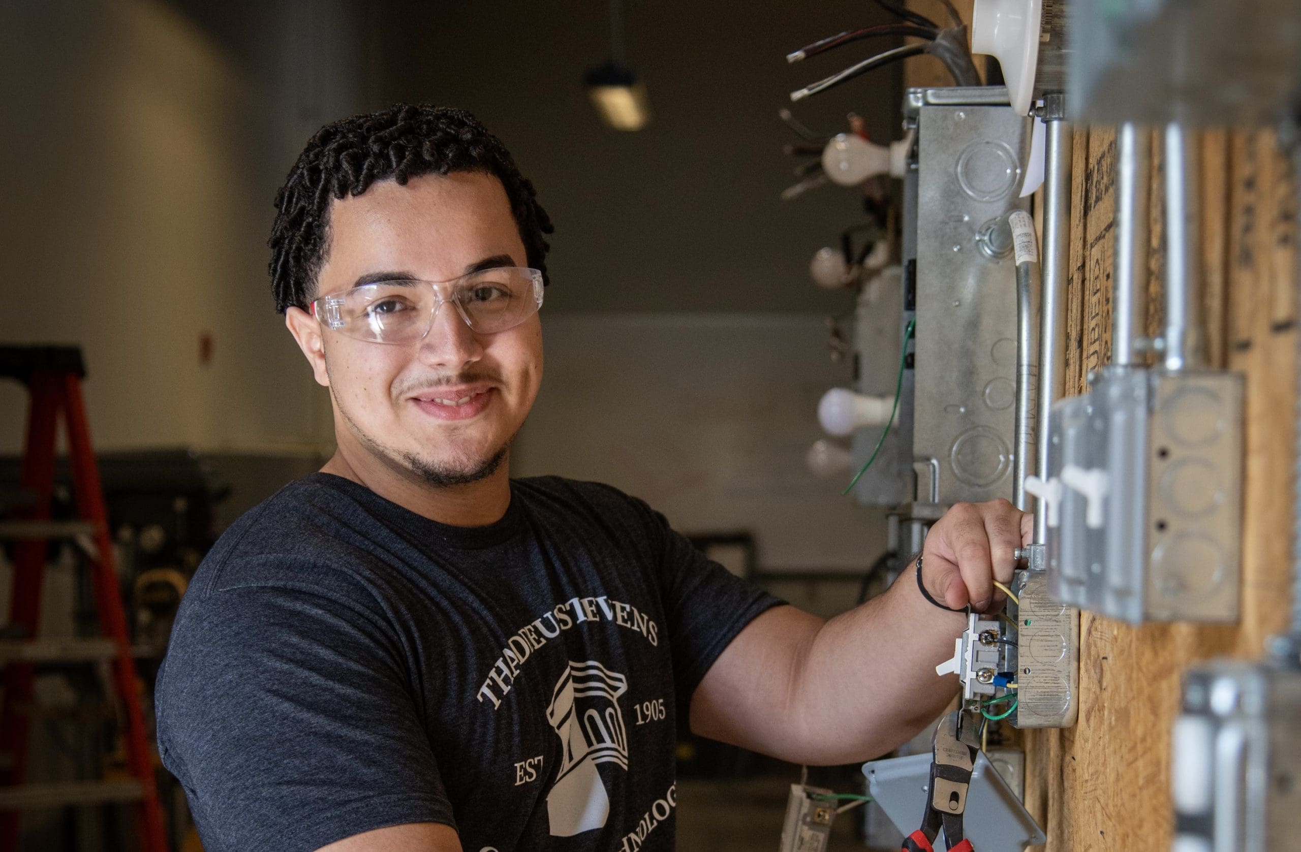 A student learning in the Workforce Center at Thaddeus Stevens College.