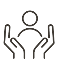 icon with hands around a person parent