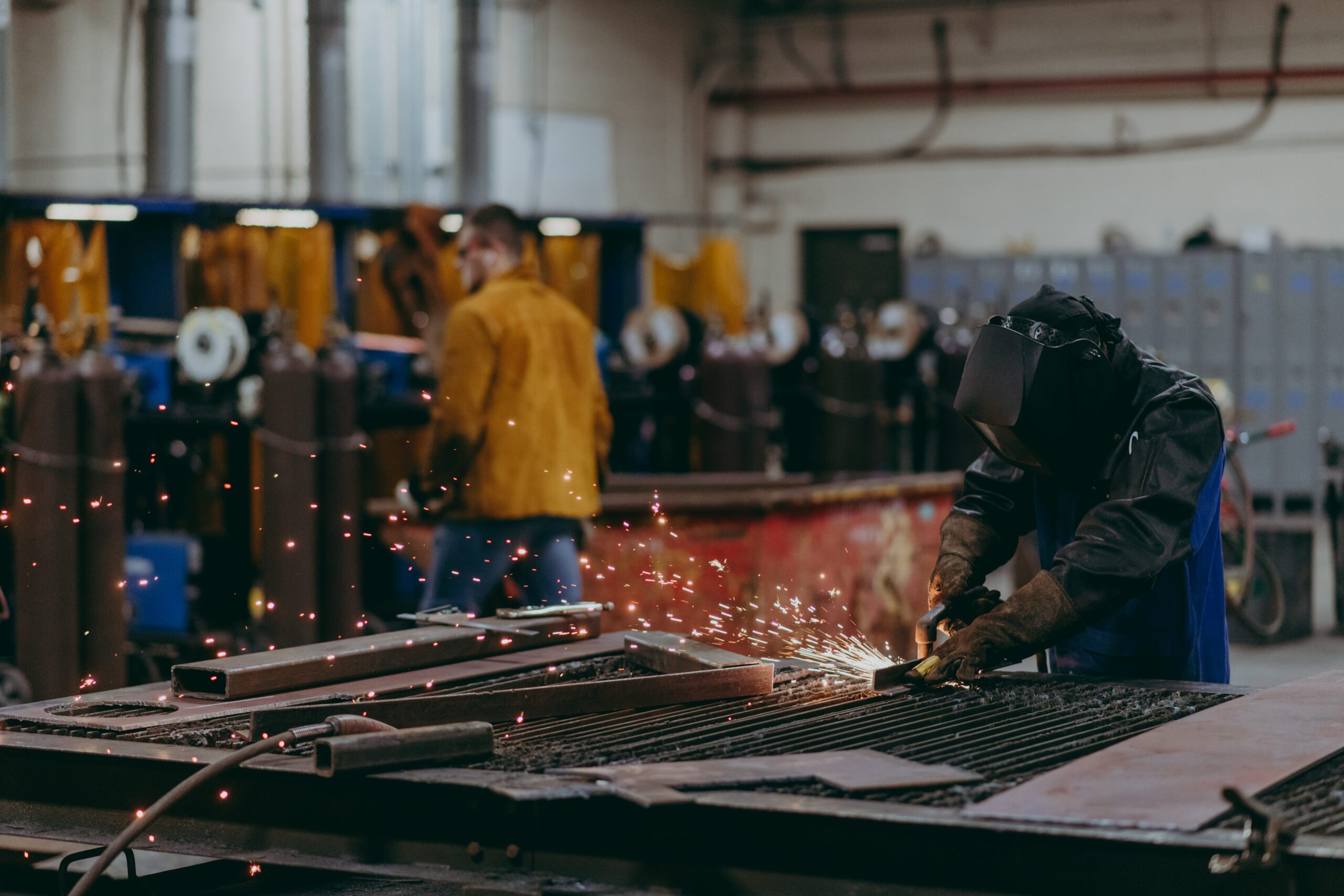 Thaddeus Stevens College of Technology student working in welding lab.